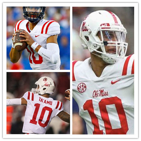 Mens Ole Miss Rebels #10 Jordan Ta'amu Nike White College Football Game Jersey