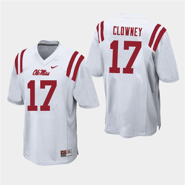 Mens Ole Miss Rebels #17 Demon Clowney Nike White College Football Game Jersey