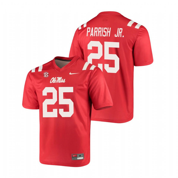 Mens Ole Miss Rebels #25 Henry Parrish Jr. Nike Red College Football Game Jersey