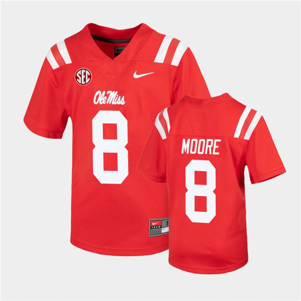 Youth Ole Miss Rebels #8 Elijah Moore Nike Red Football Jersey