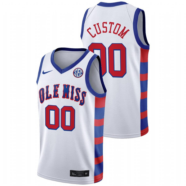 Mens Ole Miss Rebels Custom Bruce Stevens Jaemyn Brakefield Markel Crawford Marshall Henderson Nike 2021 White 20th Anniversary Basketball Jersey