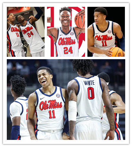 Ole Miss Rebels Custom Nike 2025 White Navy Neck Ole Miss Basketball Jersey