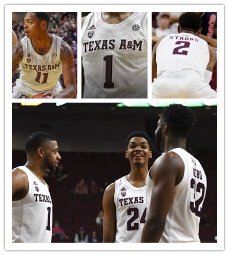 Mens Texas A&M Aggies Custom Adidas All White Basketball Jersey