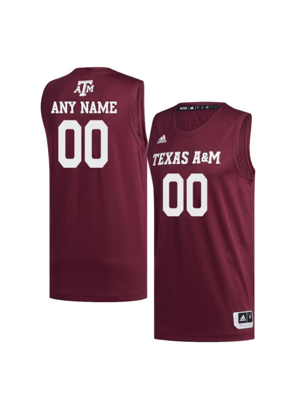Mens Texas A&M Aggies Custom LaDamien Bradford Luke McGhee Javonte Brown Bernard King Adidas All Maroon Basketball Jersey