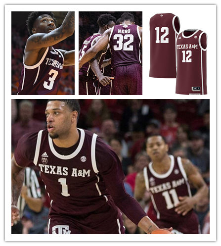 Mens Texas A&M Aggies Custom Hassan Diarra DeAndre Jordan Khris Middleton Adidas 2017 Maroon With Strip Basketball Jersey