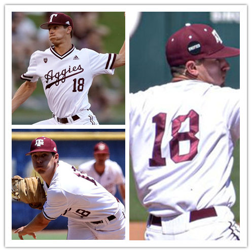 Mens Texas A&M Aggies #18 Chandler Jozwiak Adidas White Pullover Aggies College Baseball Game Jersey