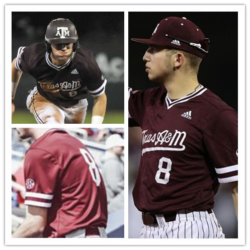 Mens Texas A&M Aggies #8 Braden Shewmake Adidas Maroon Pullover Texas A&M College Baseball Game Jersey