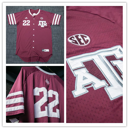 Mens Texas A&M Aggies #22 Jim Schlossnagle Adidas Maroon Button College Baseball Jersey