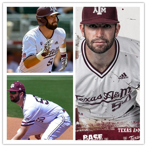 Mens Texas A&M Aggies #50 Will Frizzell Adidas White Pullover Texas A&M College Baseball Game Jersey