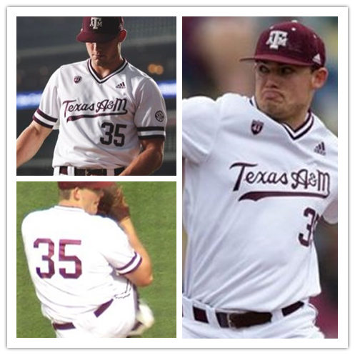 Mens Texas A&M Aggies #35 Asa Lacy Adidas White Pullover Texas A&M College Baseball Game Jersey