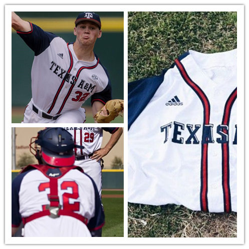 Mens Texas A&M Aggies #32 Bryce Miller Adidas 2020 White Navy College Baseball Jersey