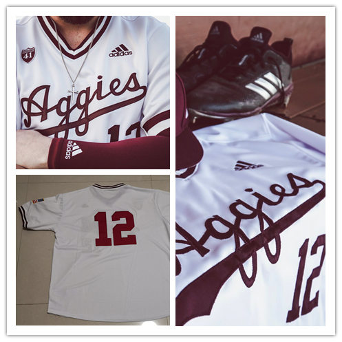 Mens Texas A&M Aggies #12 Corbin Martin  Adidas White Pullover Aggies College Baseball Game Jersey