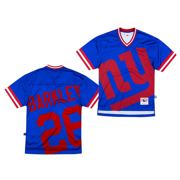 Mens New York Giants #26 Saquon Barkley Mitchell&Ness Royal Big Face Jersey