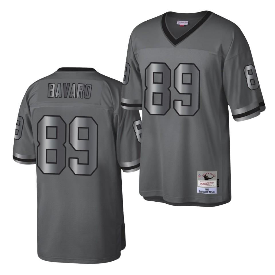 Mens New York Giants #89 Mark Bavaro Mitchell&Ness Throwback Charcoal Metal Legacy Jersey