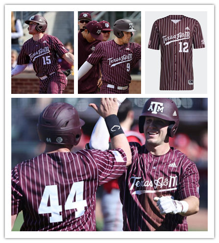 Mens Texas A&M Aggies Custom Bryce Miller Nathan Dettmer Daniel Mengden Michael Wacha Adidas Red Pinstripe Baseball Game Jersey