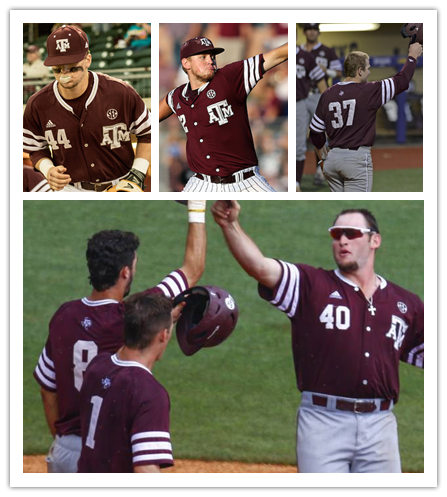 Mens Texas A&M Aggies Custom Dustin Saenz Corbin Martin Michael Barash Chandler Jozwiak Adidas Maroon Button Baseball Jersey