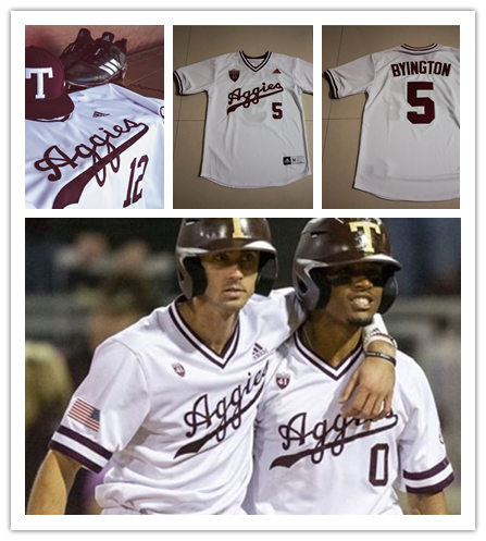 Mens Youth Texas A&M Aggies Custom Adidas White Pullover Aggies Baseball Jersey