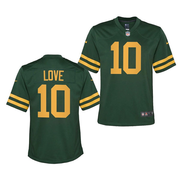 Youth Green Bay Packers #10 Jordan Love Nike 2021 Green Alternate Retro 1950s Throwback Jersey