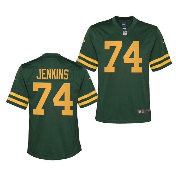 Youth Green Bay Packers #74 Elgton Jenkins Nike 2021 Green Alternate Retro 1950s Throwback Jersey