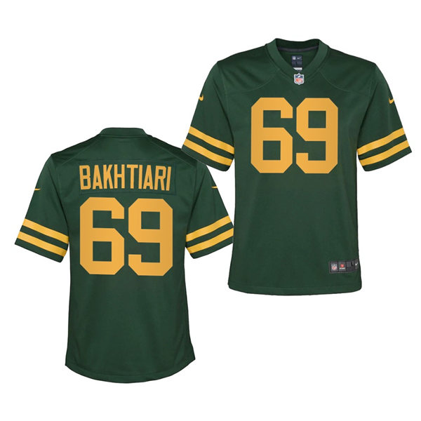 Youth Green Bay Packers #69 David Bakhtiari Nike 2021 Green Alternate Retro 1950s Throwback Jersey