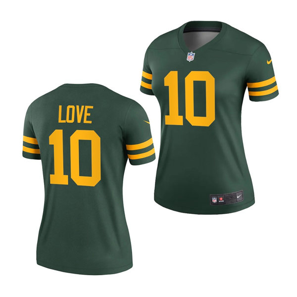 Womens Green Bay Packers #10 Jordan Love Nike 2021 Green Alternate Retro 1950s Throwback Jersey