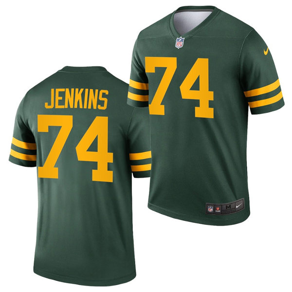 Mens Green Bay Packers #74 Elgton Jenkins Nike 2021 Green Alternate Retro 1950s Throwback Uniforms Jersey