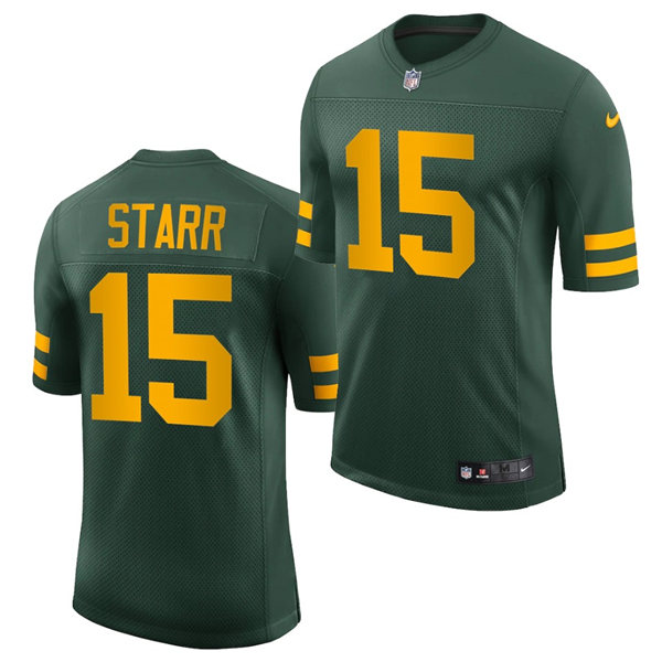 Mens Green Bay Packers Retired Player #15 Bart Starr Nike 2021 Green Alternate Retro 1950s Throwback Uniforms Jersey