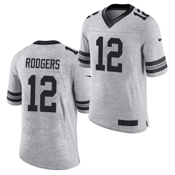 Mens Green Bay Packers #12 Aaron Rodgers Nike Gray Vapor Limited Jersey