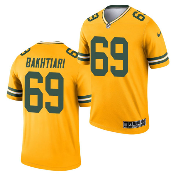 Mens Green Bay Packers #69 David Bakhtiari Nike Gold 2021 Inverted Legend Jersey