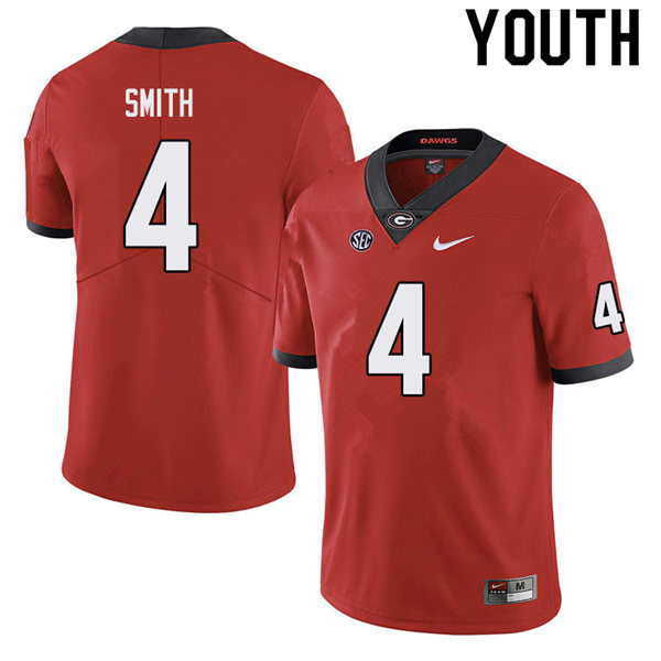 Youth Georgia Bulldogs #4 Nolan Smith Jr. Red Nike College Football Game Jersey