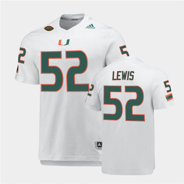 Mens Miami Hurricanes #52 Ray Lewis Miami Hurricanes Adidas White College Football Game Jersey