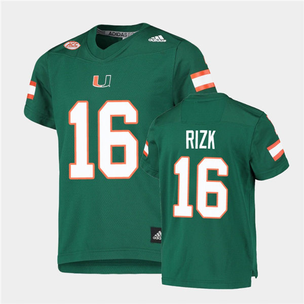 Mens Miami Hurricanes #16 Ryan Rizk Adidas Green College Football Game Jersey