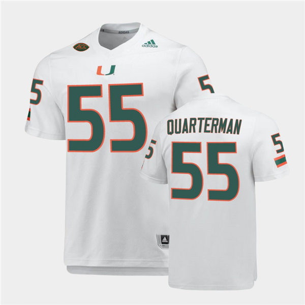 Mens Miami Hurricanes #55 Shaquille Quarterman Adidas White College Football Game Jersey