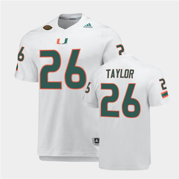 Mens Miami Hurricanes #26 Sean Taylor Miami Hurricanes Adidas White College Football Game Jersey