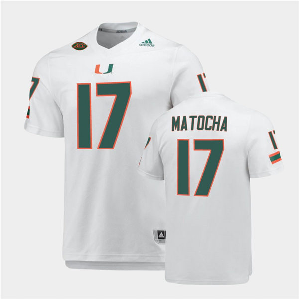 Mens Miami Hurricanes #17 Peyton Matocha Adidas White College Football Game Jersey