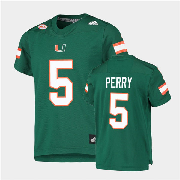Mens Miami Hurricanes #5 N'Kosi Perry Adidas Green College Football Game Jersey
