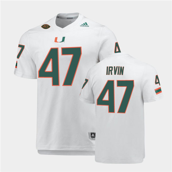 Mens Miami Hurricanes #47 Michael Irvin Adidas White College Football Game Jersey