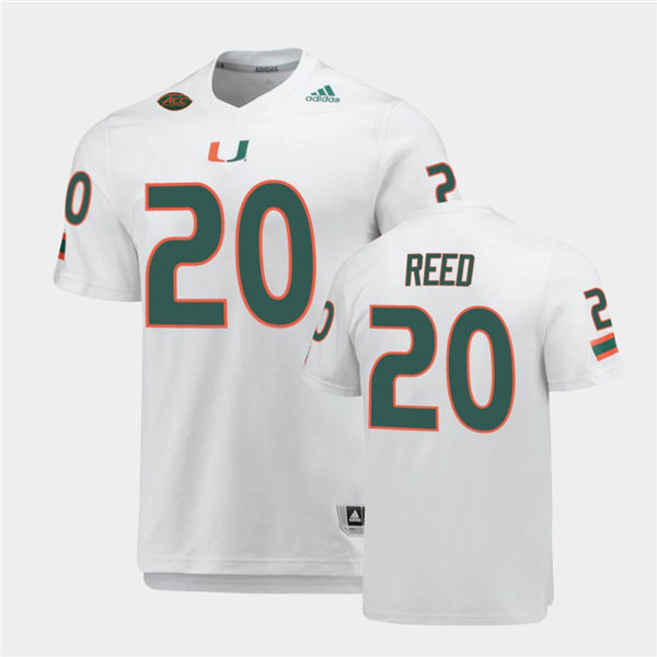 Mens Miami Hurricanes #20 Ed Reed Miami Hurricanes Adidas White College Football Game Jersey