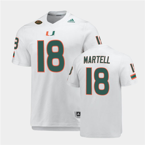 Mens Miami Hurricanes #18 Tate Martell Adidas White College Football Game Jersey