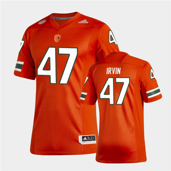 Mens Miami Hurricanes #47 Michael Irvin Adidas 2021 Orange College Football Game Jersey
