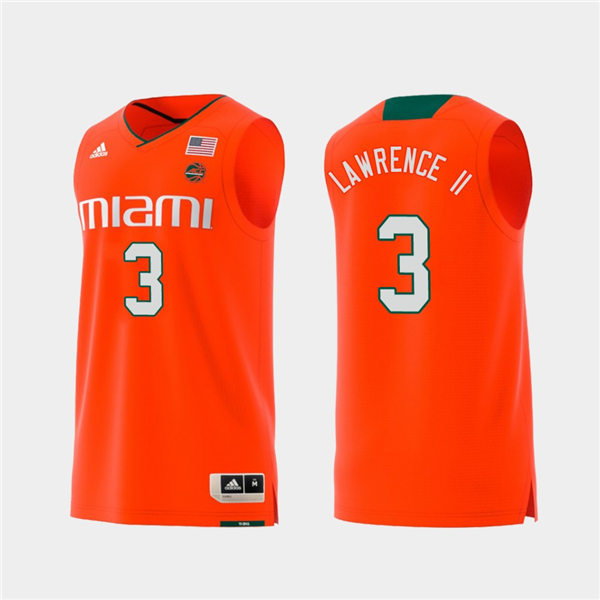 Mens Miami Hurricanes #3 Anthony Lawrence II Adidas 2019 Orange College Basketball Jersey