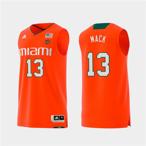 Mens Miami Hurricanes #13 Anthony Mack Adidas 2019 Orange College Basketball Jersey