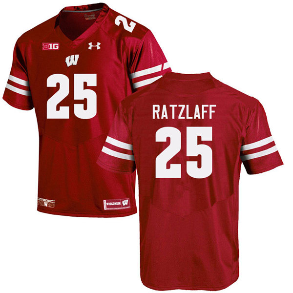 Mens Wisconsin Badger #25 Jake Ratzlaff Under Armour Red College Football Game Jersey 