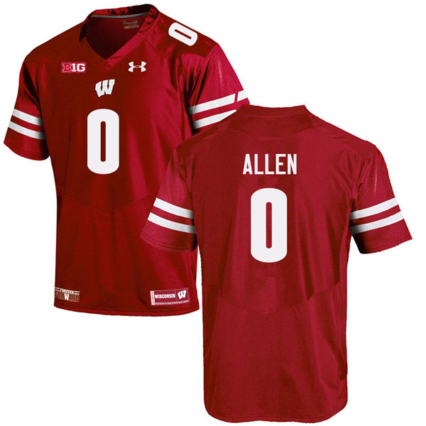 Mens Wisconsin Badger #0 Braelon Allen Under Armour Red College Football Game Jersey 