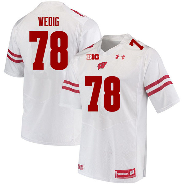 Mens Wisconsin Badger #78 Trey Wedig Under Armour White College Football Game Jersey 