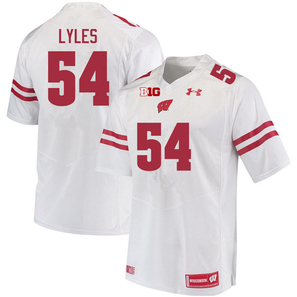 Mens Wisconsin Badgers #54 Kayden Lyles Under Armour White College Football Game Jersey 