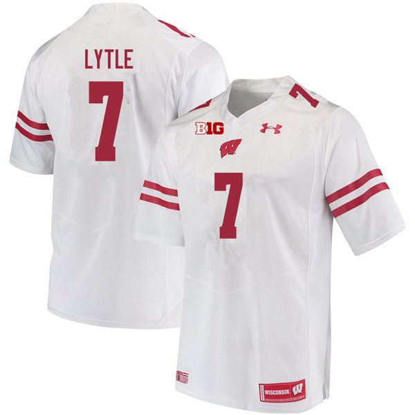 Mens Wisconsin Badgers #7 Spencer Lytle Under Armour White College Football Game Jersey 