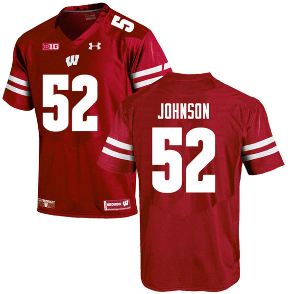 Mens Wisconsin Badgers #52 Kaden Johnson Under Armour Red College Football Game Jersey 