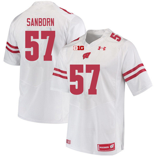 Mens Wisconsin Badgers #57 Jack Sanborn Under Armour White College Football Game Jersey