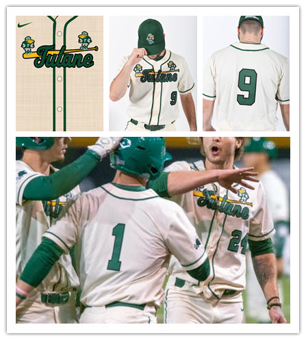 Mens Tulane Green Wave Custom Nike Cream Stripe Baseball Jersey